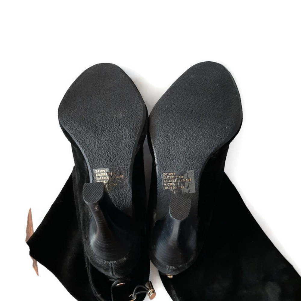 Hot in Hollywood black suede heeled boots  Convertible high/ low looks sz 6.5 - Picture 4 of 4